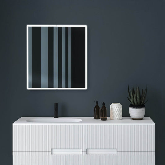 Dani 28"W X 28"H LED Medicine Cabinet with Mirrored Doors