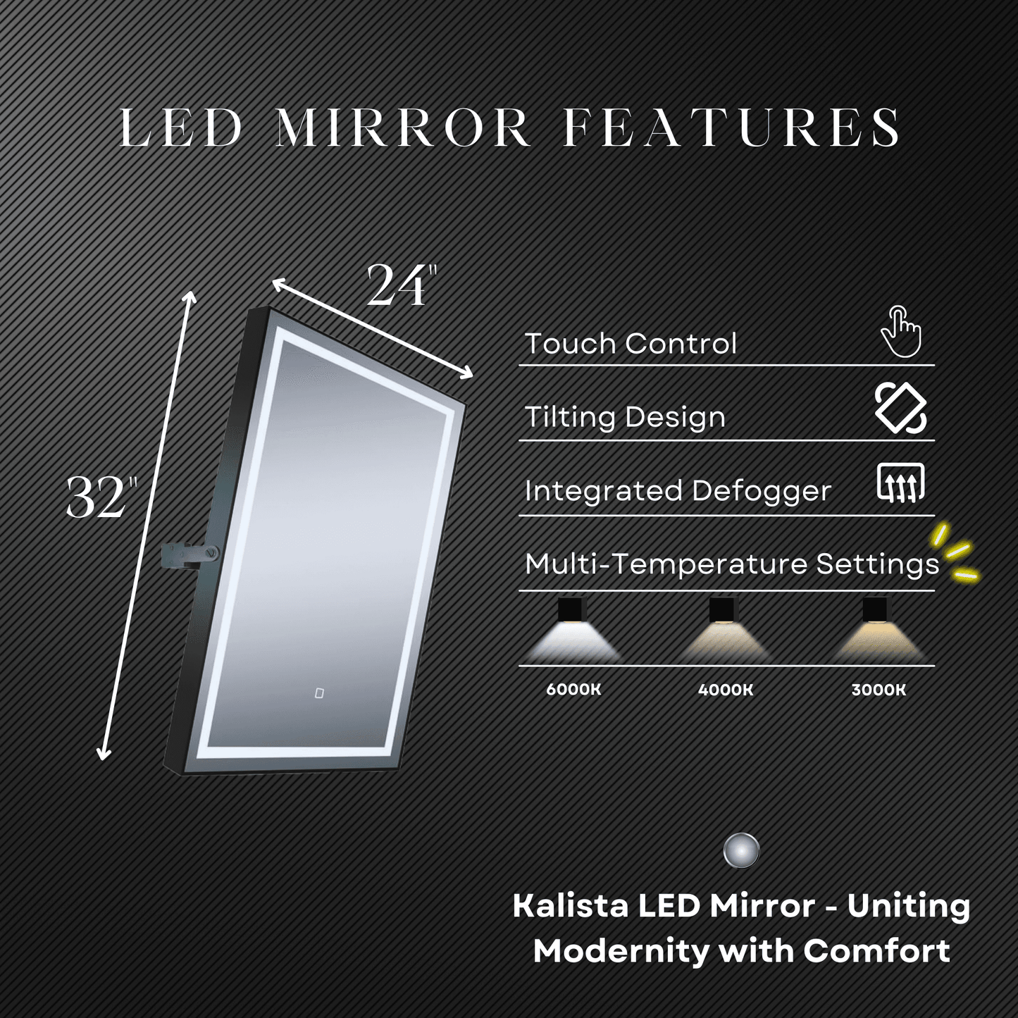 Kalista 24"W x 32"H Pivoting LED Mirror