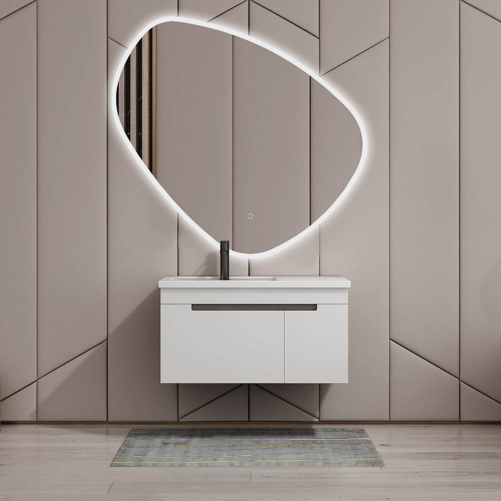 Eva Irregular Shaped LED Lighted Mirror with Dimmer & Defogger - Available in 2 Sizes