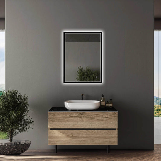 LEO Front & Backlit LED Lighted Mirror with Dimmer & Defogger - Available in 2 Sizes