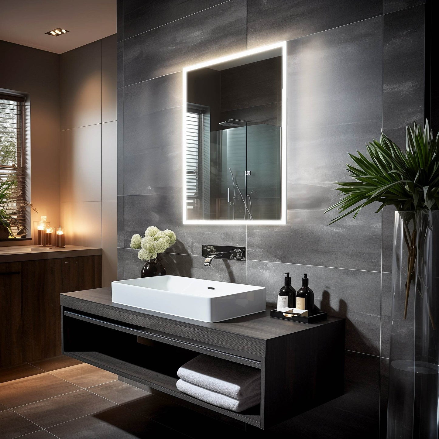 Camila Frameless LED Mirror with Defogger and Integrated Touch Switch - Available in 4 Sizes