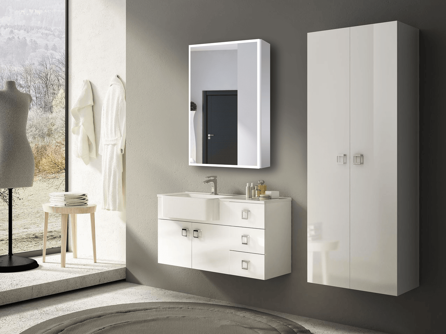 Dhalia LED Bathroom Medicine Cabinet with Defogger and Internal 3X Makeup Mirror - Available in 5 Sizes