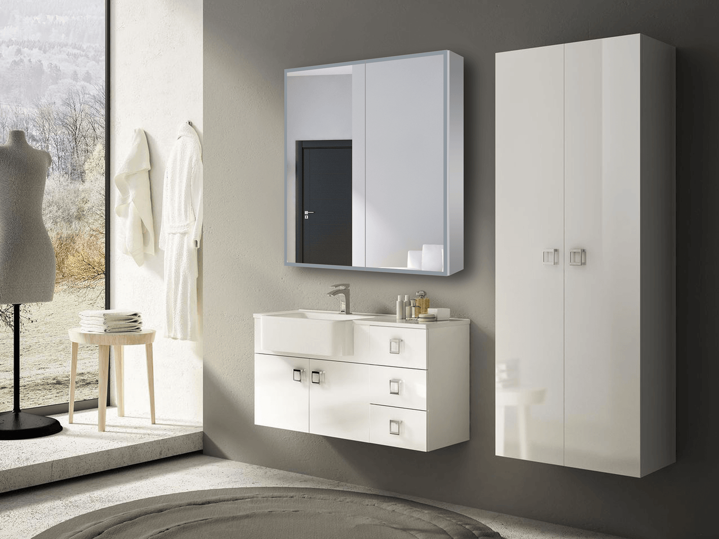 Dhalia LED Bathroom Medicine Cabinet with Defogger and Internal 3X Makeup Mirror - Available in 5 Sizes