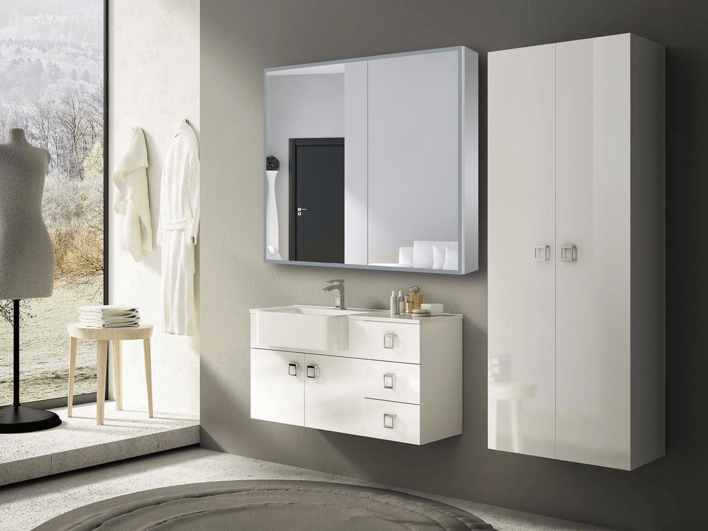 Dhalia LED Bathroom Medicine Cabinet with Defogger and Internal 3X Makeup Mirror - Available in 5 Sizes