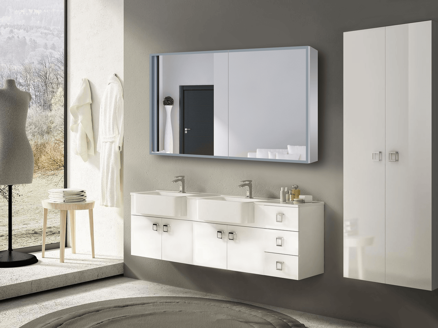 Dhalia LED Bathroom Medicine Cabinet with Defogger and Internal 3X Makeup Mirror - Available in 5 Sizes