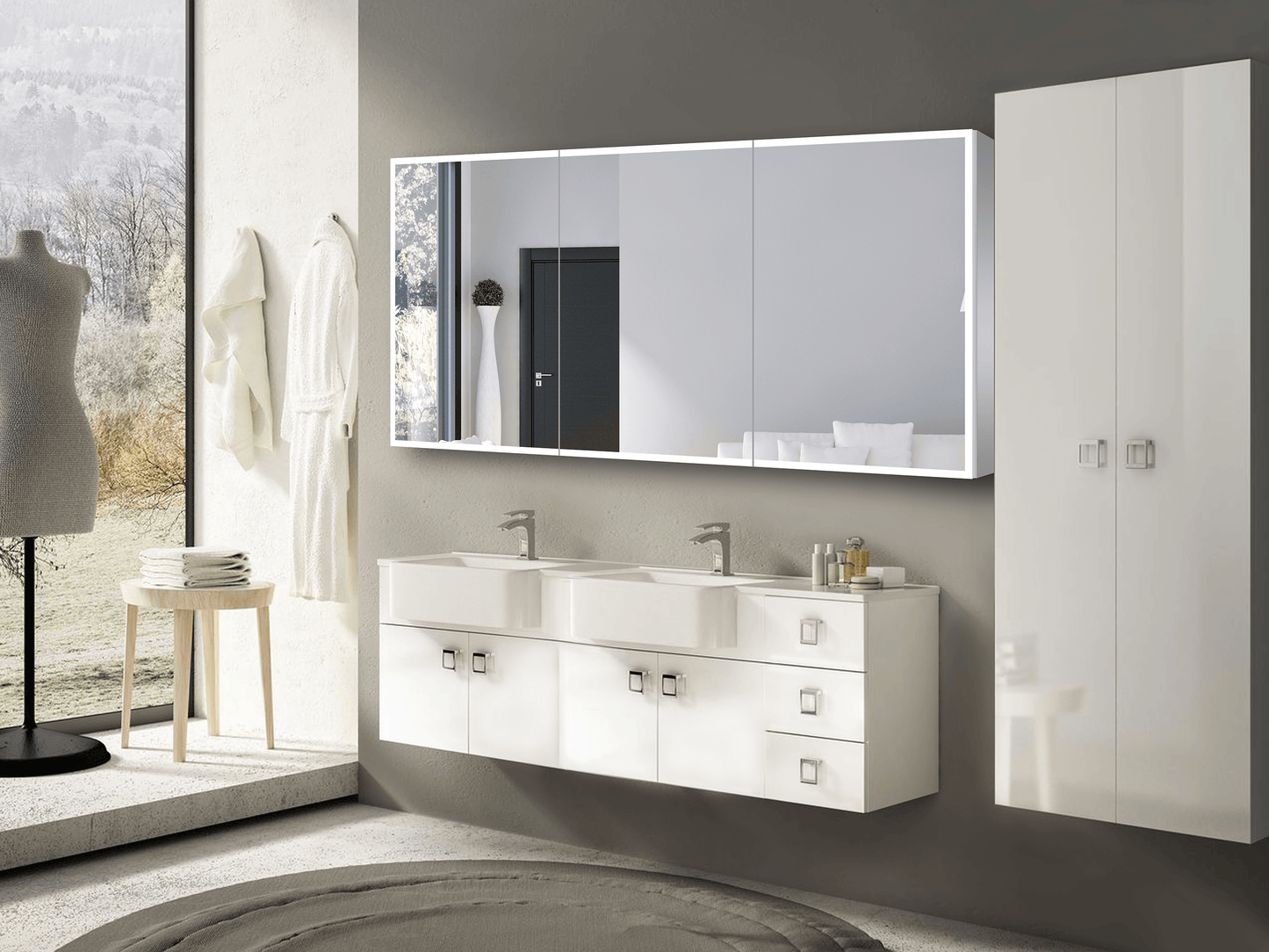 Dhalia LED Bathroom Medicine Cabinet with Defogger and Internal 3X Makeup Mirror - Available in 5 Sizes