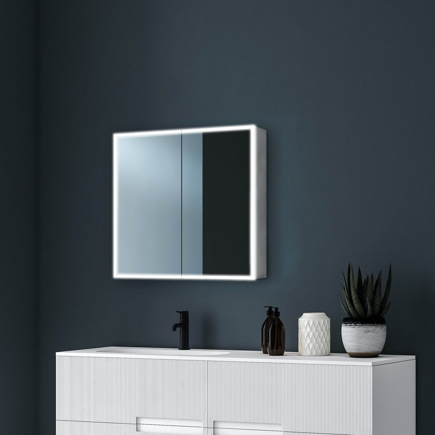 Dani 28"W X 28"H LED Medicine Cabinet with Mirrored Doors