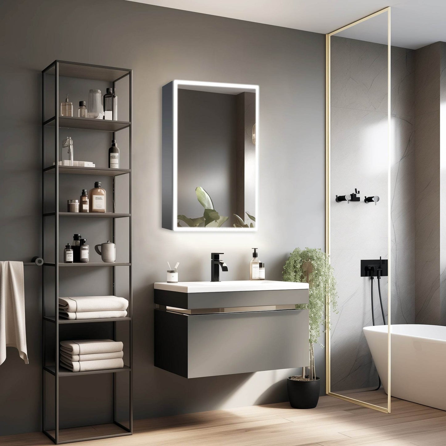Dhalia LED Bathroom Medicine Cabinet with Defogger and Internal 3X Makeup Mirror - Available in 5 Sizes