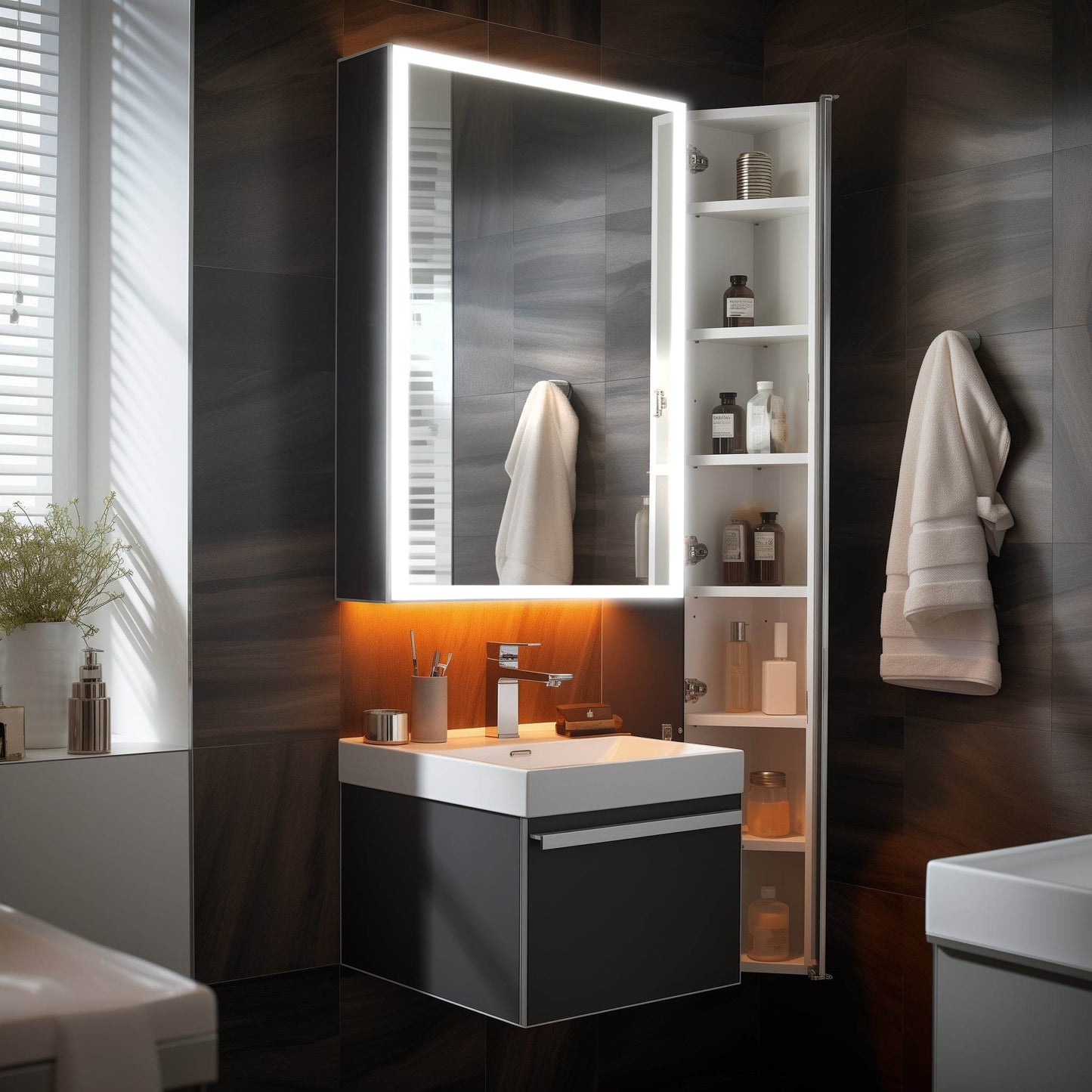 Dhalia LED Bathroom Medicine Cabinet with Defogger and Internal 3X Makeup Mirror - Available in 5 Sizes