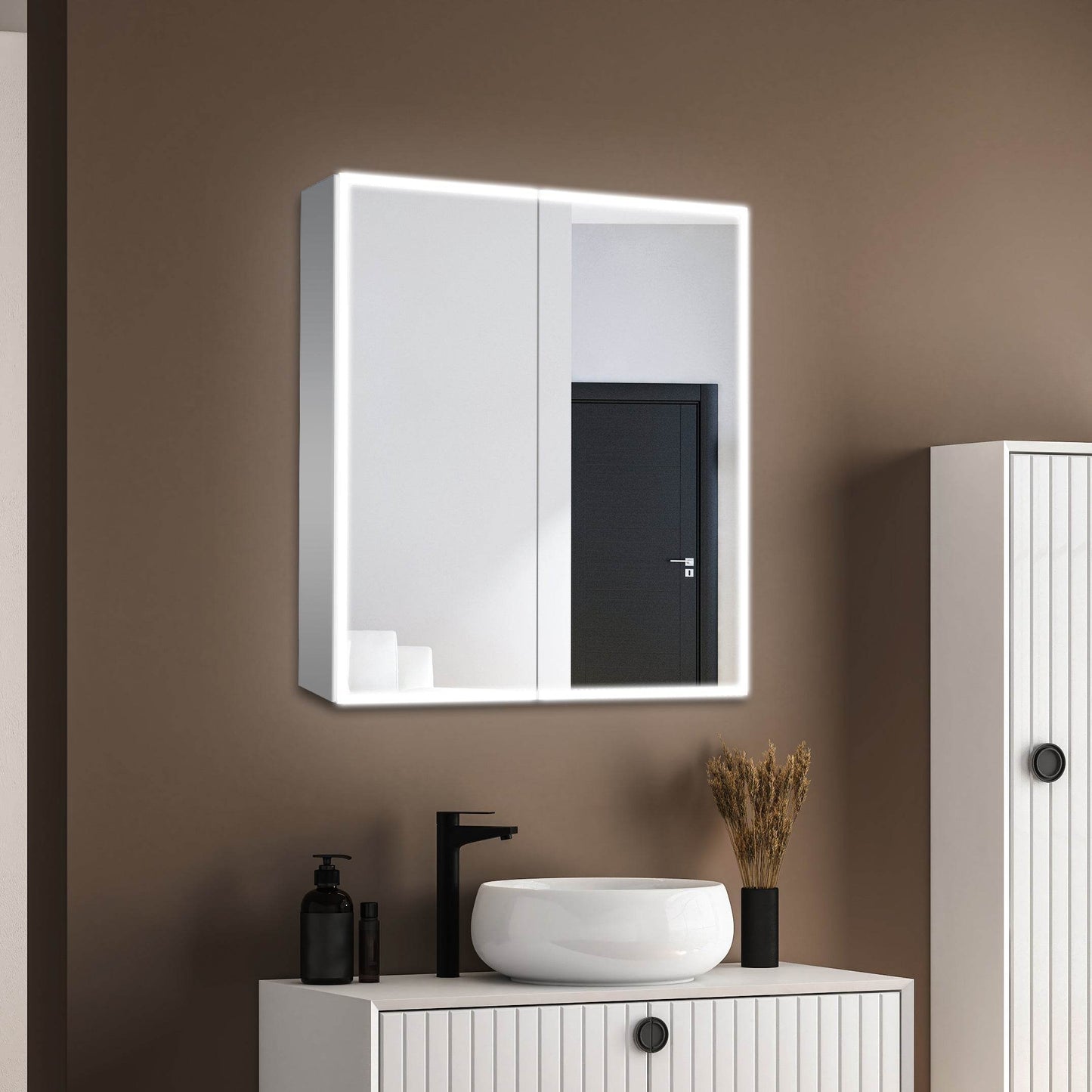 Dhalia LED Bathroom Medicine Cabinet with Defogger and Internal 3X Makeup Mirror - Available in 5 Sizes