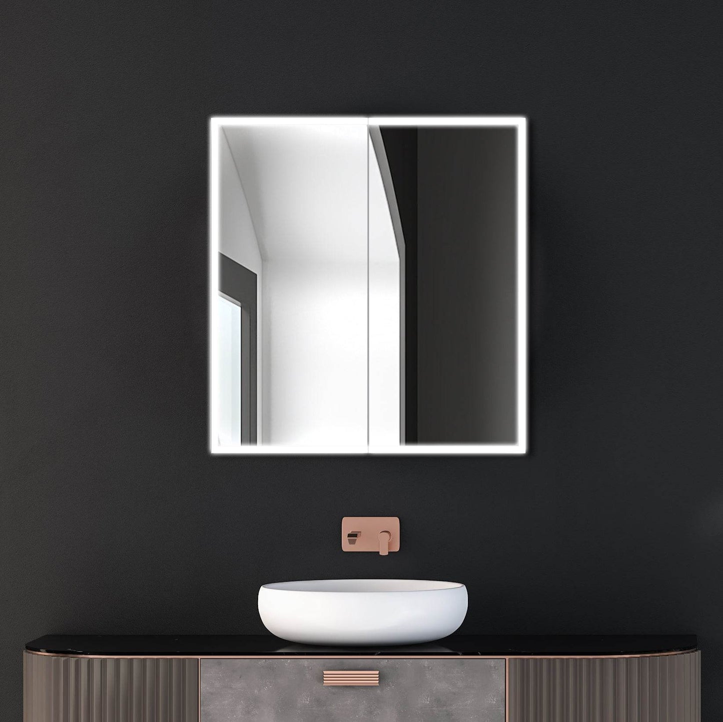 Dhalia LED Bathroom Medicine Cabinet with Defogger and Internal 3X Makeup Mirror - Available in 5 Sizes