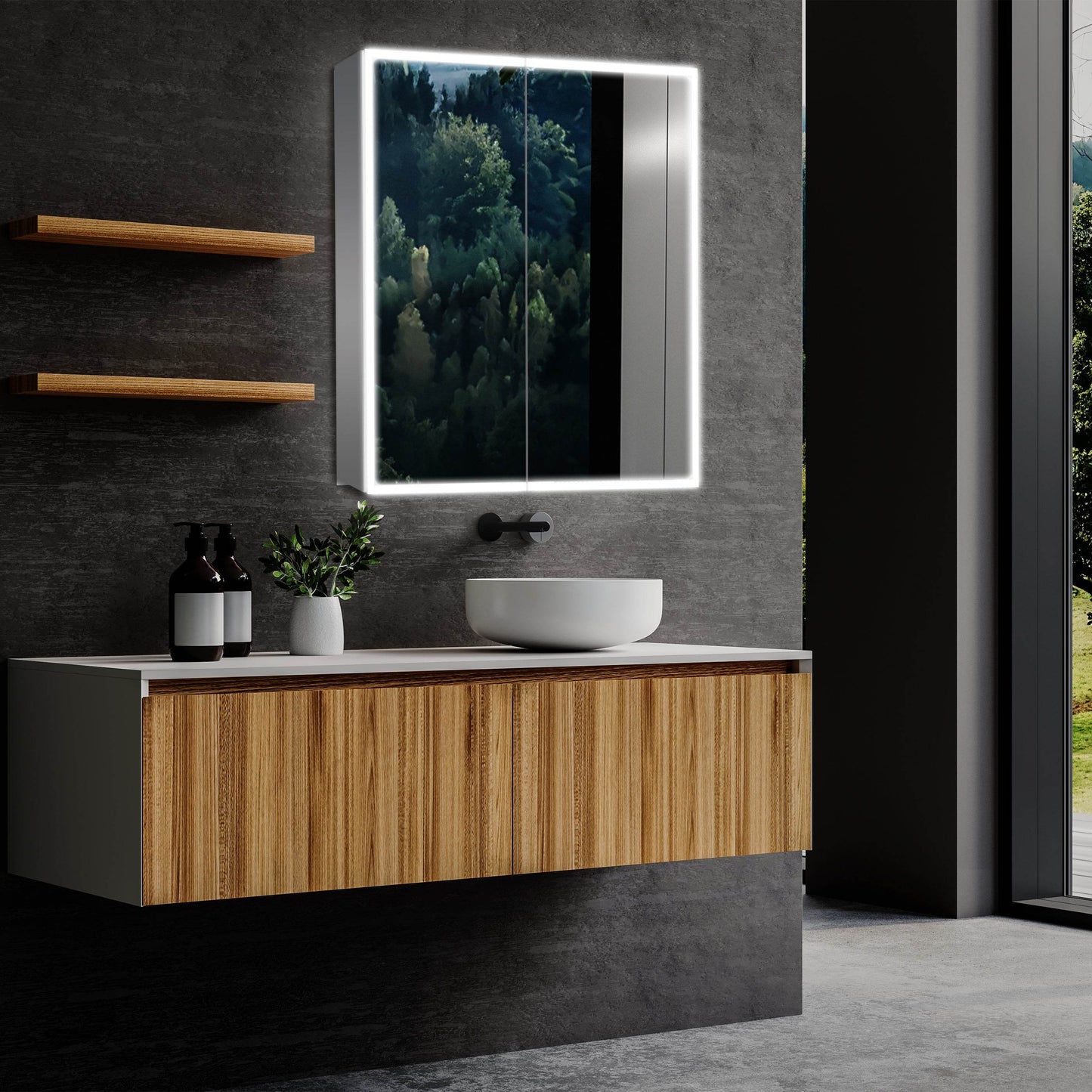 Dhalia LED Bathroom Medicine Cabinet with Defogger and Internal 3X Makeup Mirror - Available in 5 Sizes