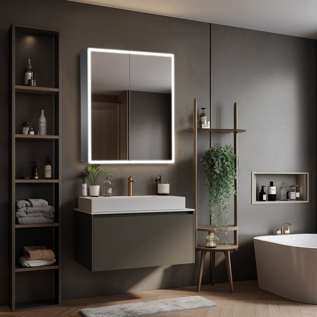 Dhalia LED Bathroom Medicine Cabinet with Defogger and Internal 3X Makeup Mirror - Available in 5 Sizes