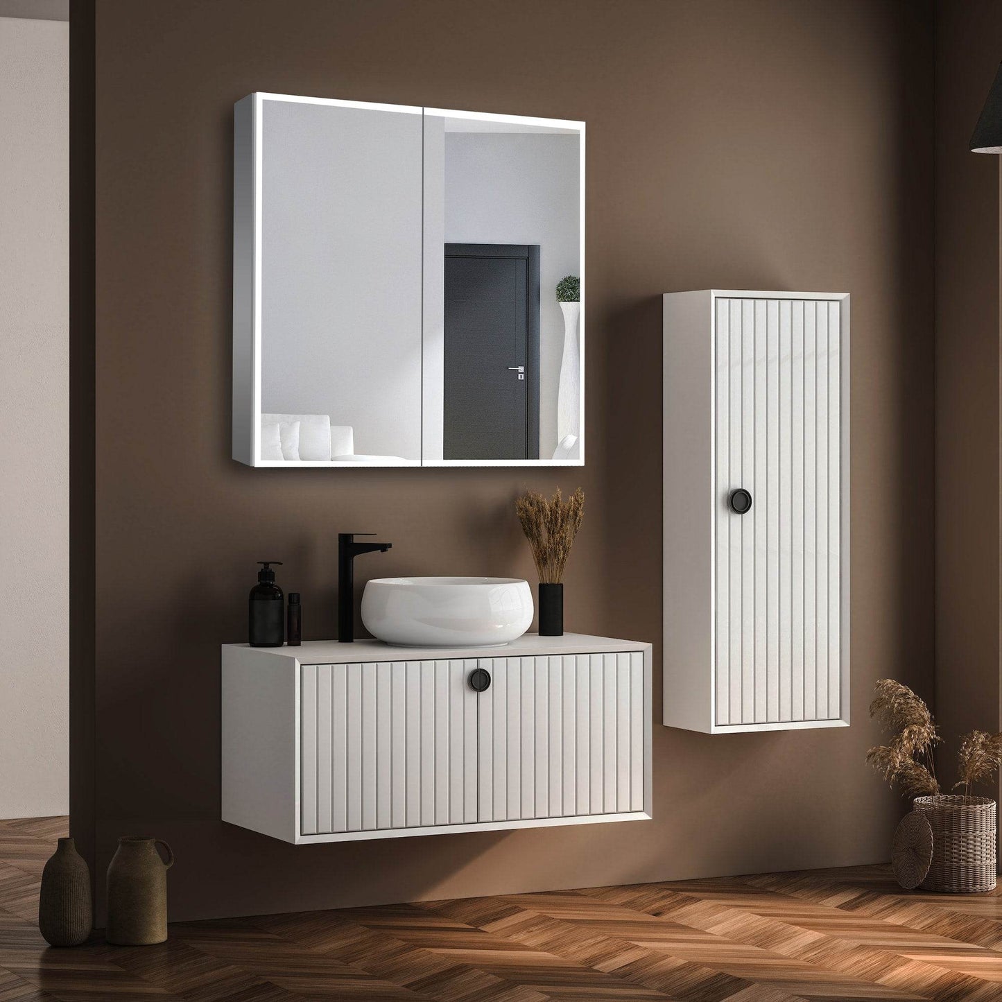 Dhalia LED Bathroom Medicine Cabinet with Defogger and Internal 3X Makeup Mirror - Available in 5 Sizes