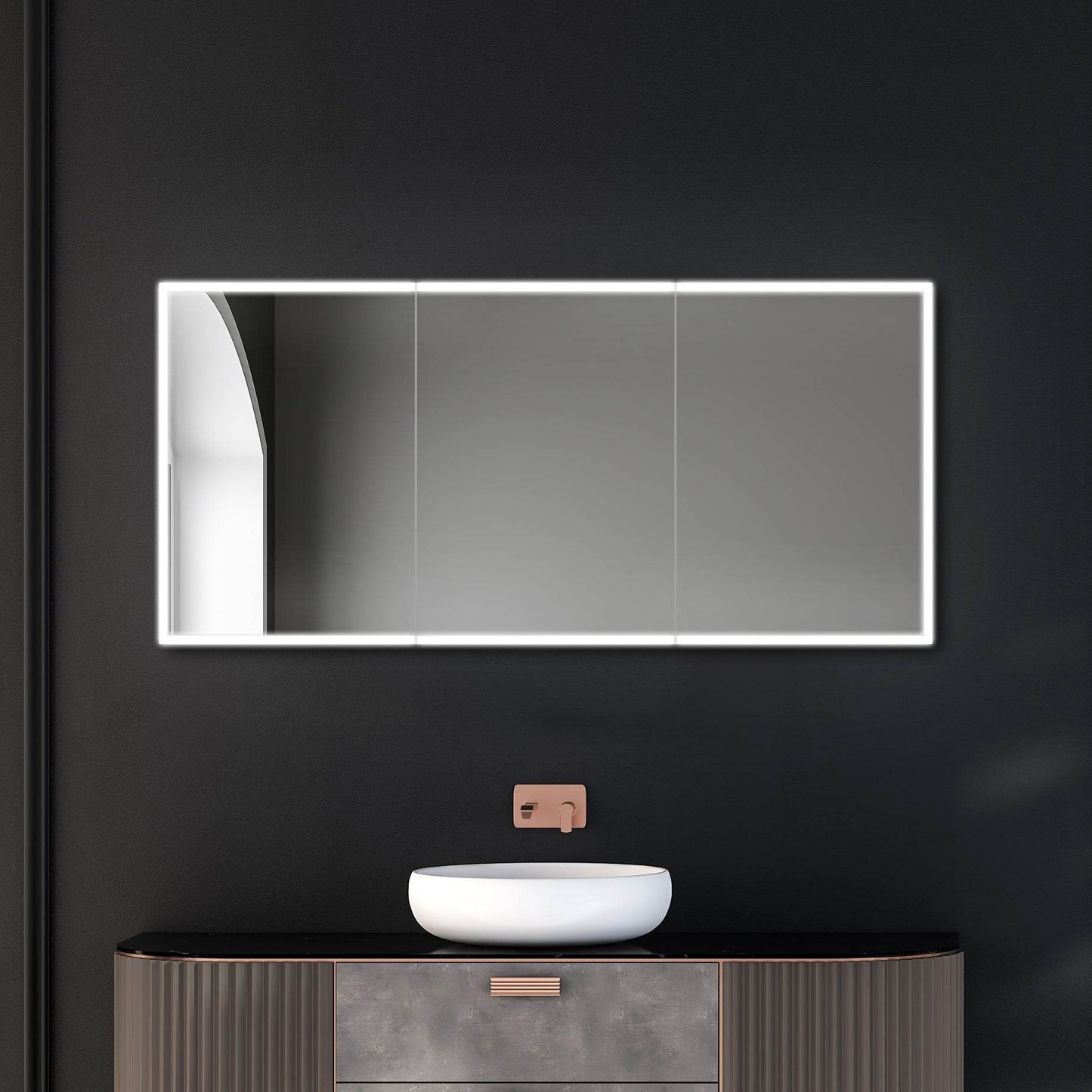 Dhalia LED Bathroom Medicine Cabinet with Defogger and Internal 3X Makeup Mirror - Available in 5 Sizes