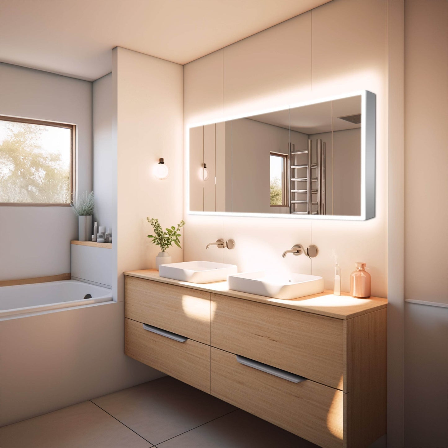 Dhalia LED Bathroom Medicine Cabinet with Defogger and Internal 3X Makeup Mirror - Available in 5 Sizes