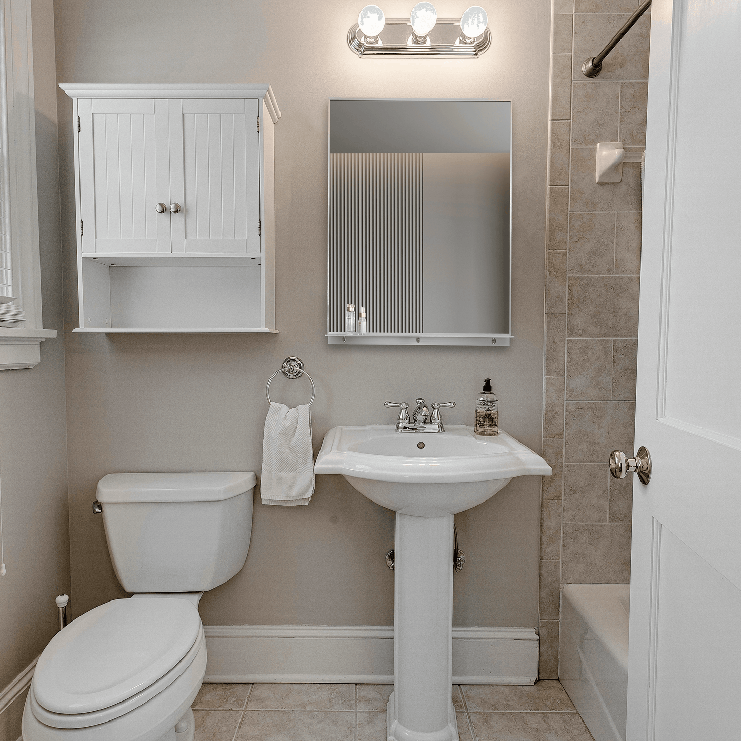 Lexi 24"W x 32"H Rectangular Framed Mirror with Integrated Shelf - in Black & Chrome