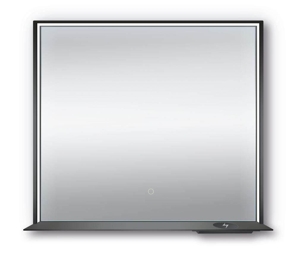 Allegra 36"W x 32"H Framed LED Mirror with Bluetooth Speaker and Wireless Cell Phone Charger - Available in 3 colors