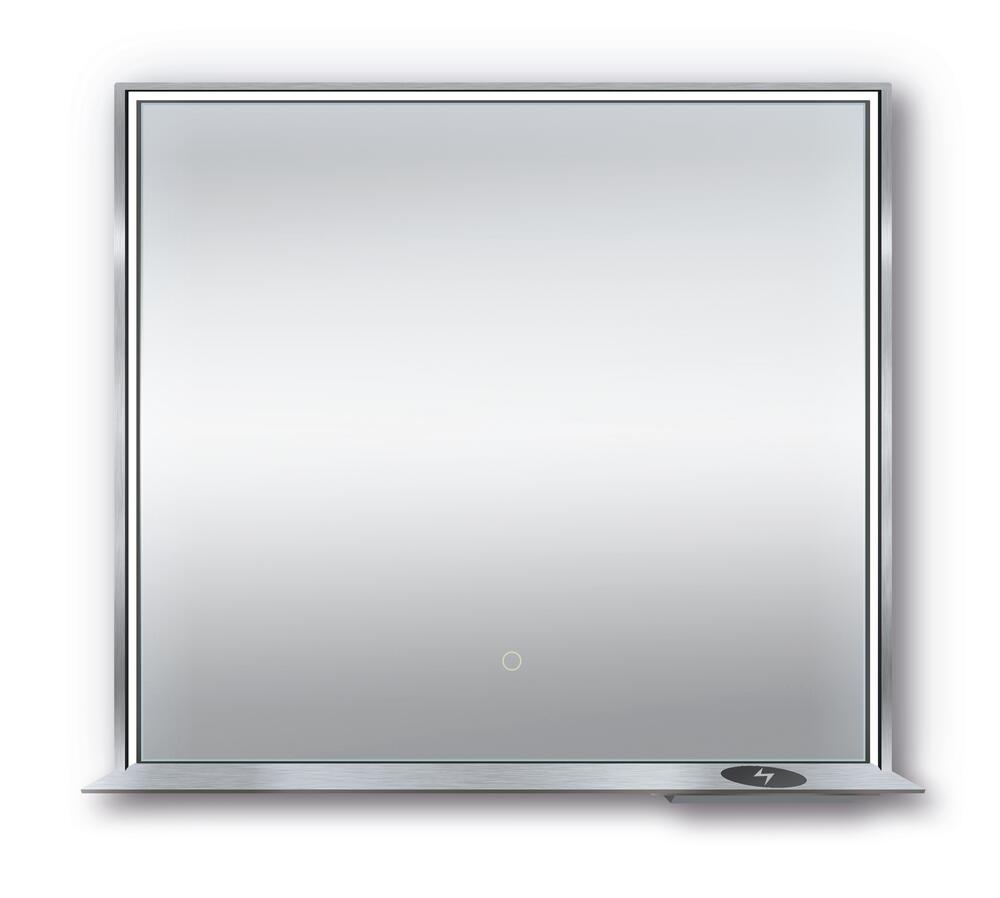 Allegra 36"W x 32"H Framed LED Mirror with Bluetooth Speaker and Wireless Cell Phone Charger - Available in 3 colors
