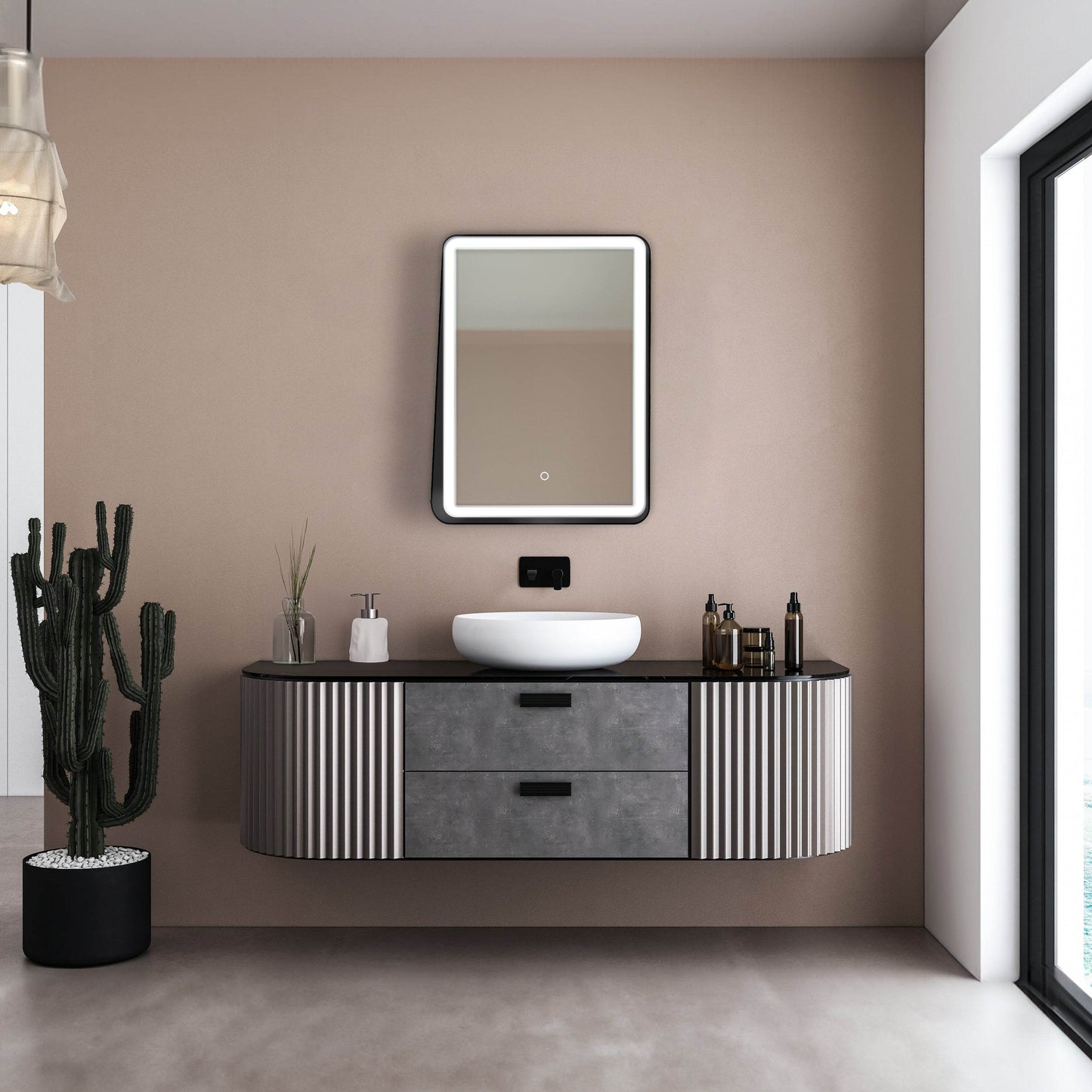 Zara 24"W x 32"H LED Lighted Mirror with Integrated Shelf