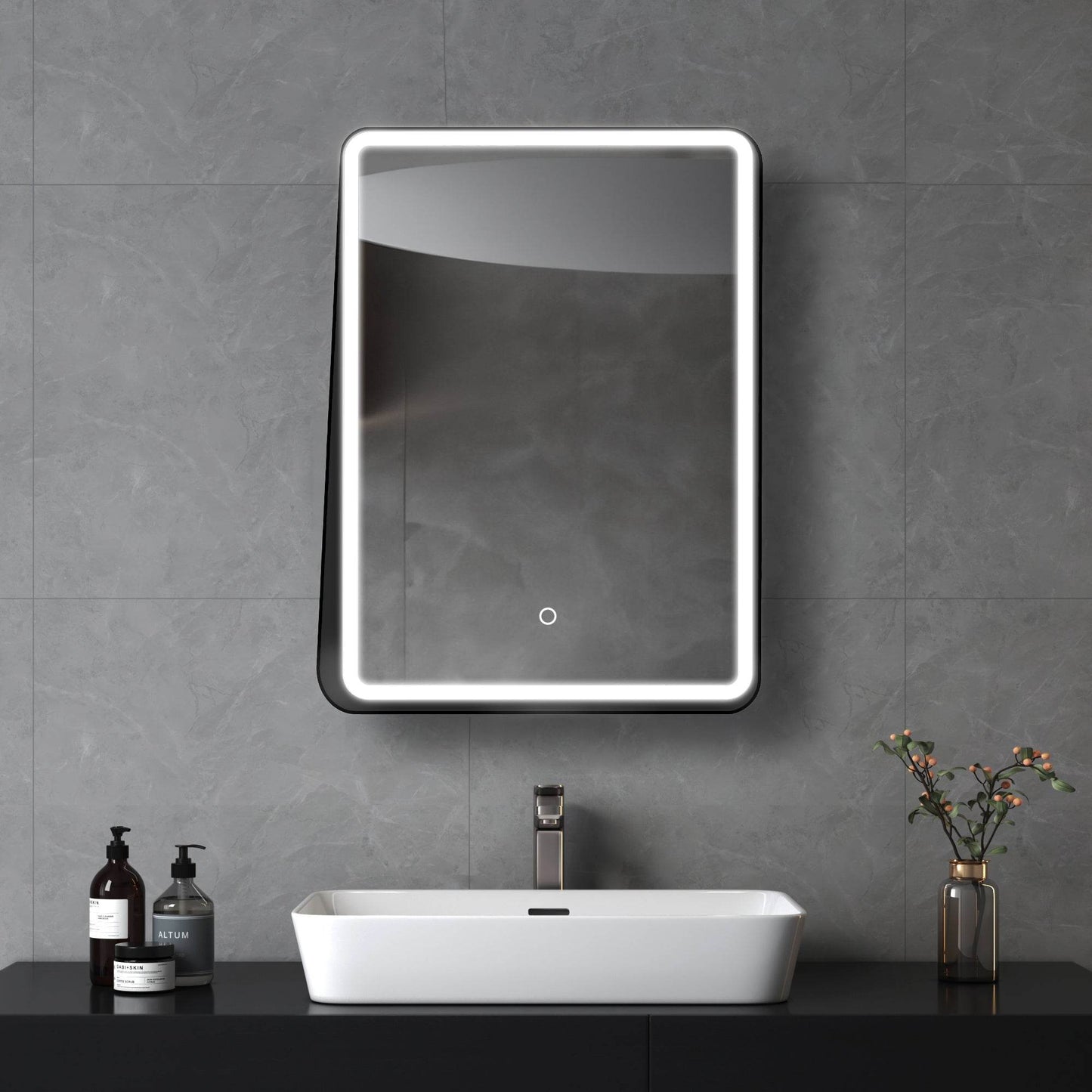 Zara 24"W x 32"H LED Lighted Mirror with Integrated Shelf