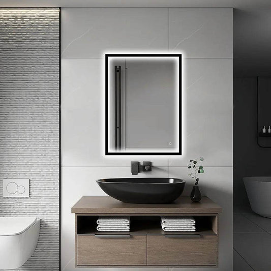 LEO Front & Backlit LED Lighted Mirror with Dimmer & Defogger - Available in 2 Sizes
