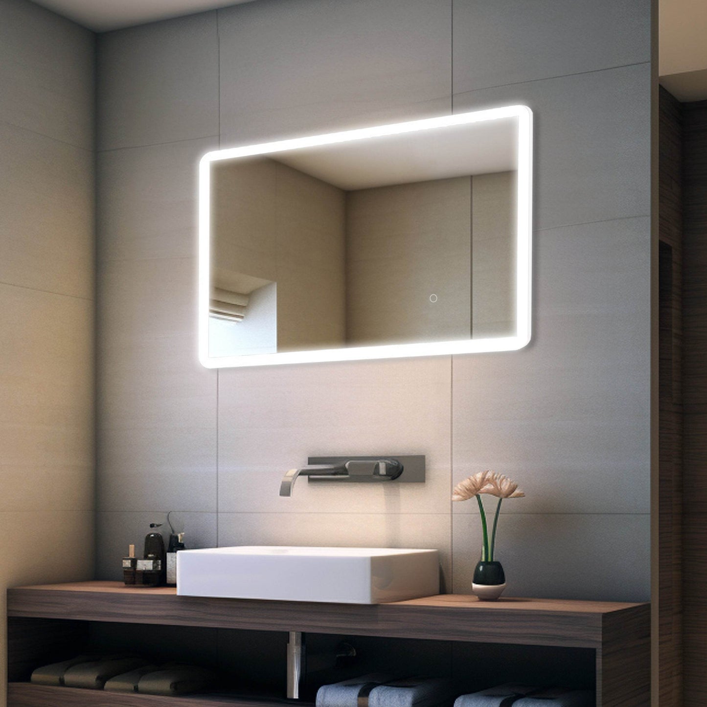 Pilsen LED Mirror with Integrated Dimmer and Defogger - Available in 4 Sizes