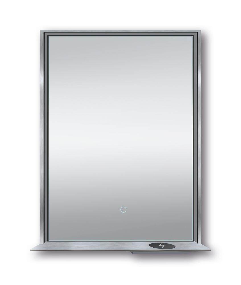 The Allegra 24" W x 32" H Framed LED Mirror with Bluetooth Speaker and Wireless Cell Phone Charger; Available in 3 colors