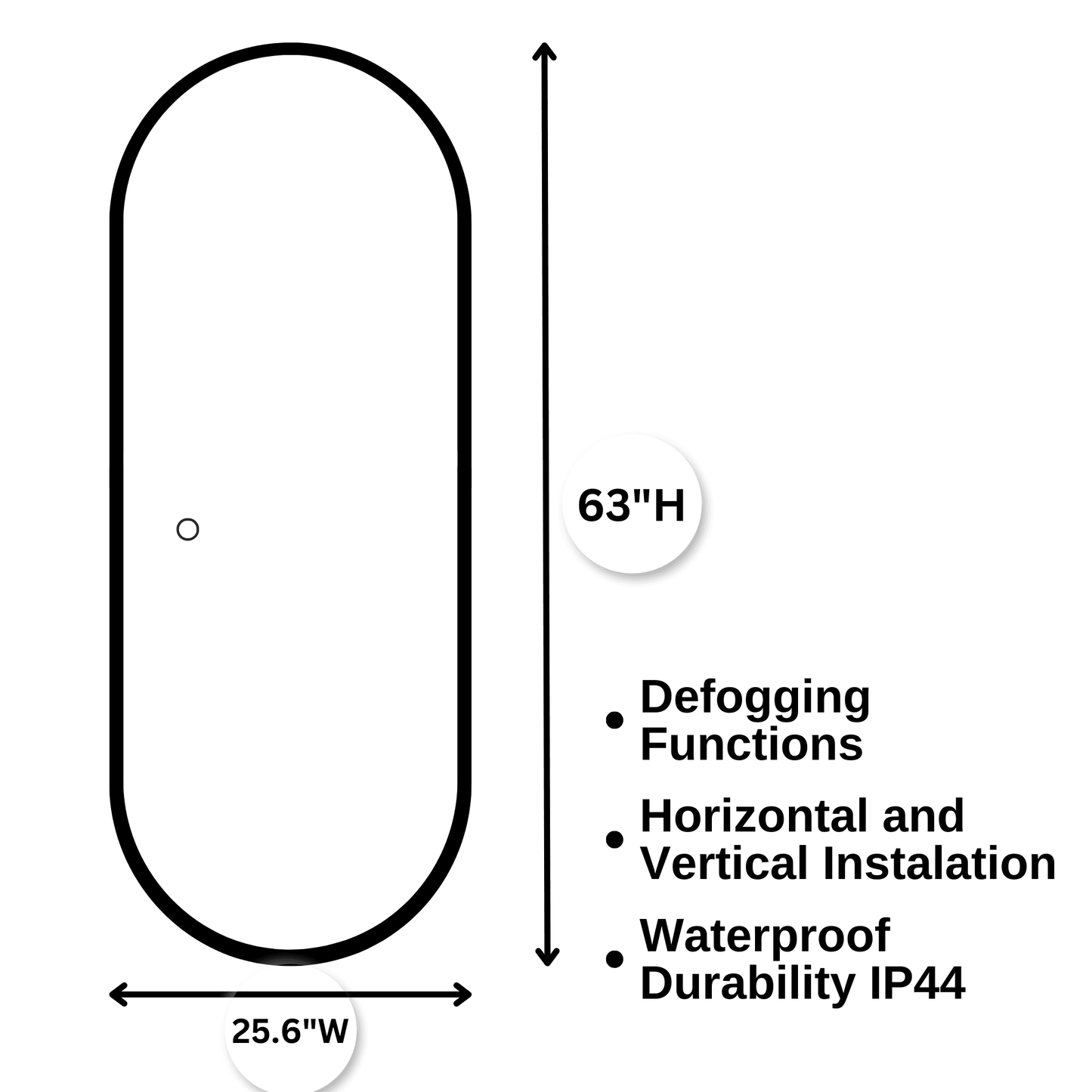 Highwood 63"H x 25.6"W LED Mirror